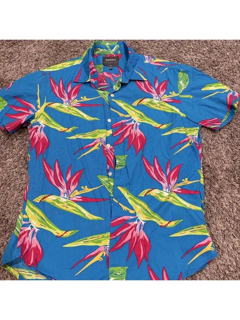 Bonobos Men's Slim Fit Tropical Floral Print Button-Up Shirt